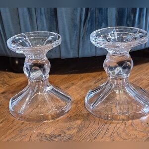 Vntg 5.5’w 6.25t' Bohemia Crystal Pillar Candleholder Czech Republic Luxury Set